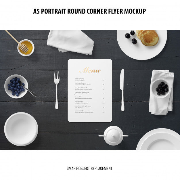 A5 Round Corner Flyer Mockup Psd