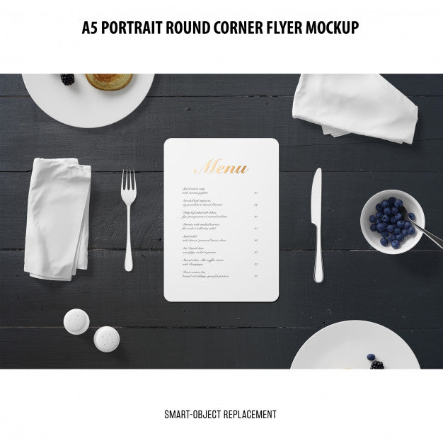 A5 Round Corner Flyer Mockup Psd