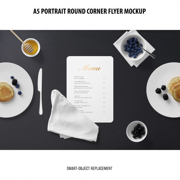 A5 Round Corner Flyer Mockup Psd