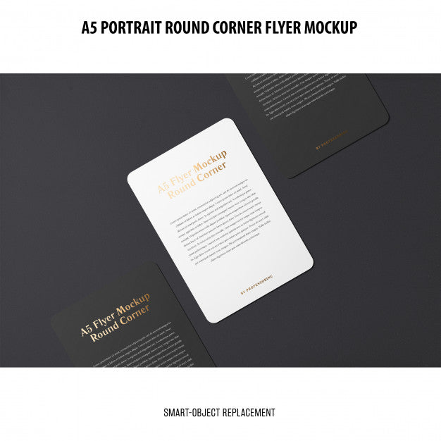 A5 Round Corner Flyer Mockup Psd