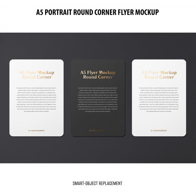 A5 Round Corner Flyer Mockup Psd