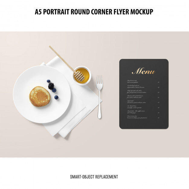 A5 Round Corner Flyer Mockup Psd