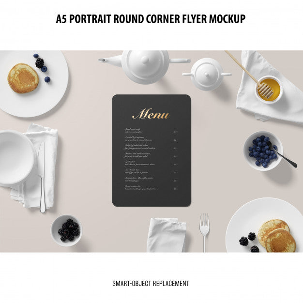 A5 Round Corner Flyer Mockup Psd