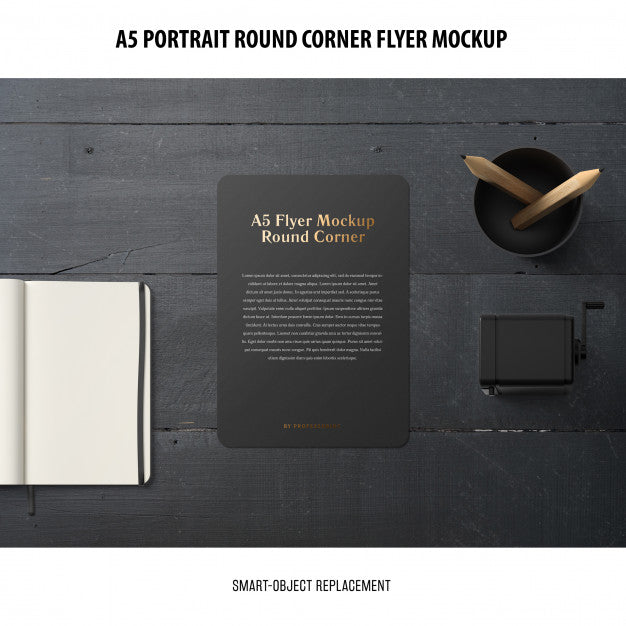 A5 Round Corner Flyer Mockup Psd