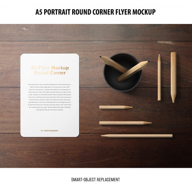 A5 Round Corner Flyer Mockup Psd