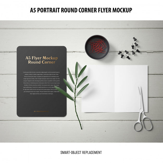 A5 Round Corner Flyer Mockup Psd