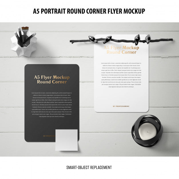 A5 Round Corner Flyer Mockup Psd