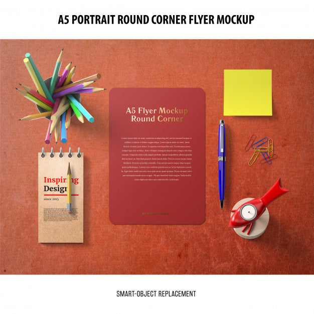 A5 Round Corner Flyer Mockup Psd
