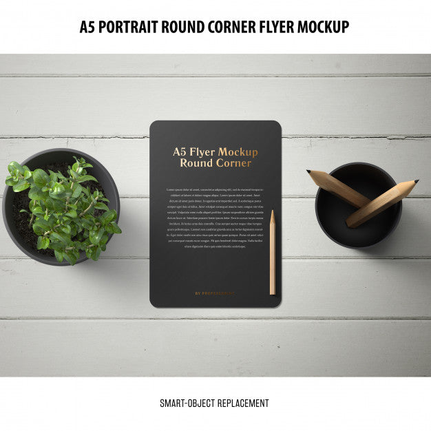 A5 Round Corner Flyer Mockup Psd