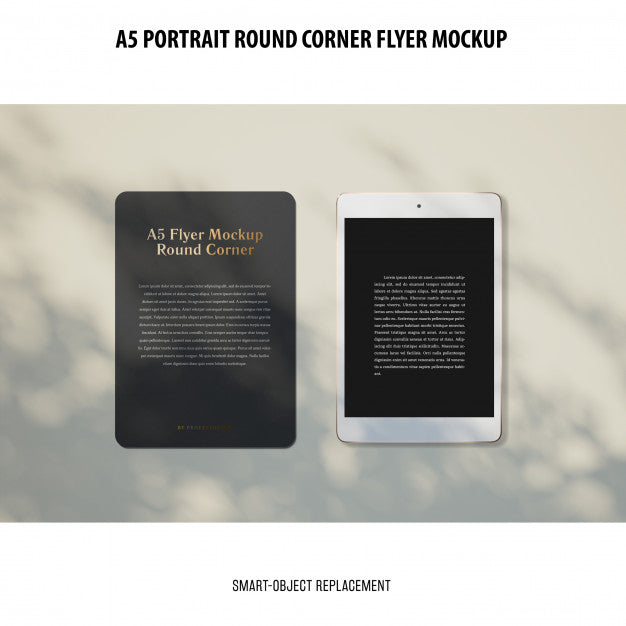 A5 Round Corner Flyer Mockup Psd