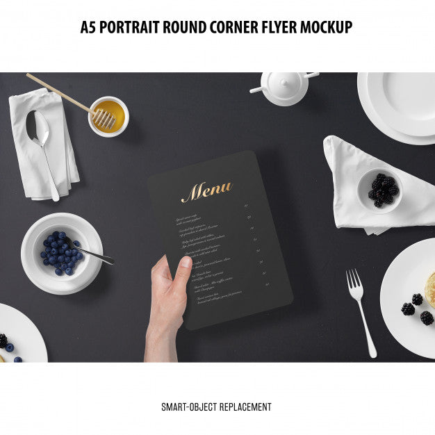 A5 Round Corner Flyer Mockup Psd
