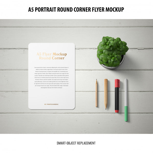 A5 Round Corner Flyer Mockup Psd