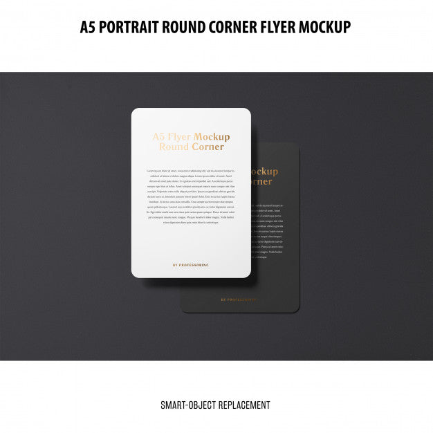 A5 Round Corner Flyer Mockup Psd