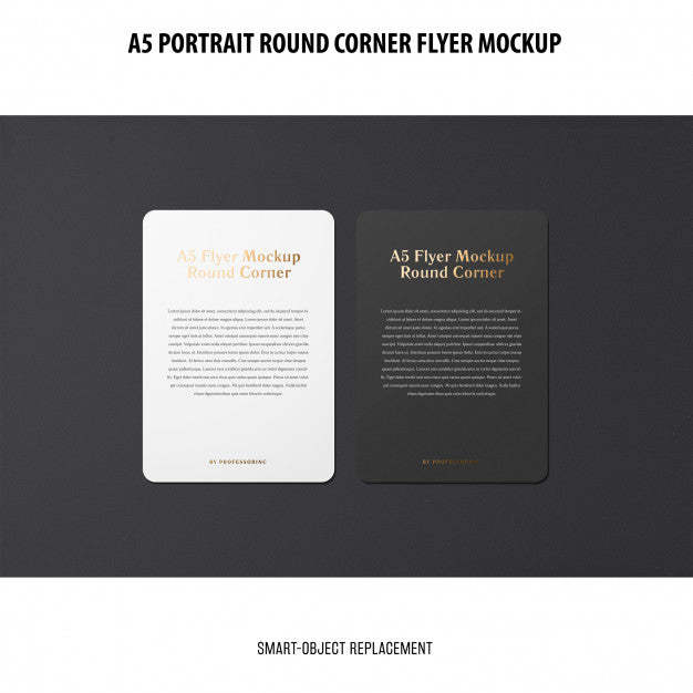 A5 Round Corner Flyer Mockup Psd