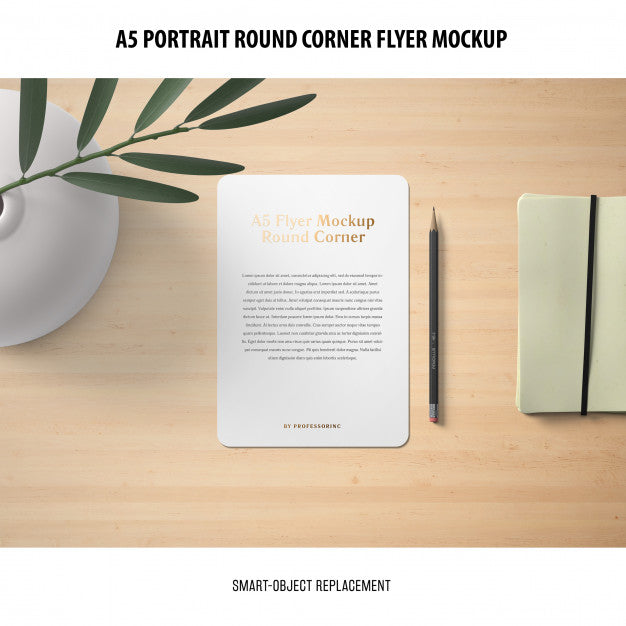 A5 Round Corner Flyer Mockup Psd