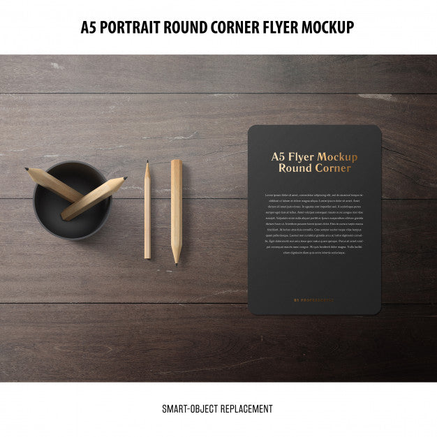 A5 Round Corner Flyer Mockup Psd