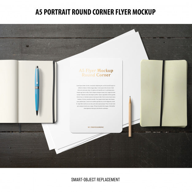 A5 Round Corner Flyer Mockup Psd