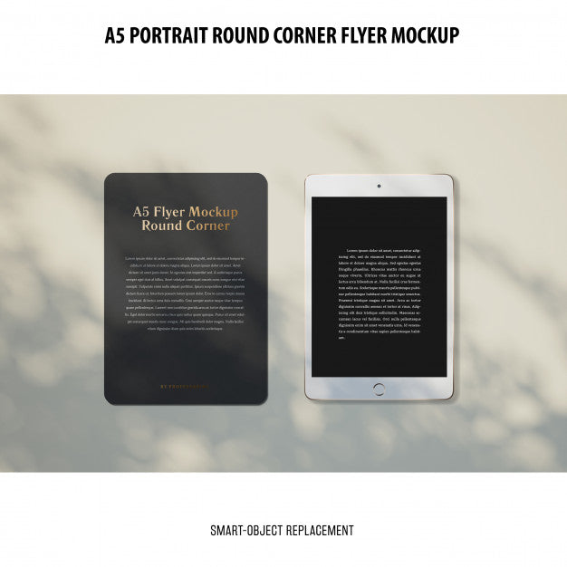 A5 Round Corner Flyer Mockup Psd