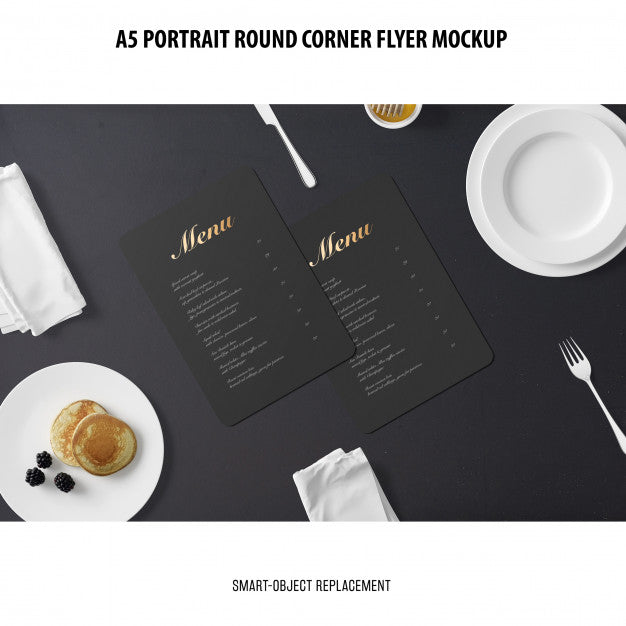 A5 Round Corner Flyer Mockup Psd