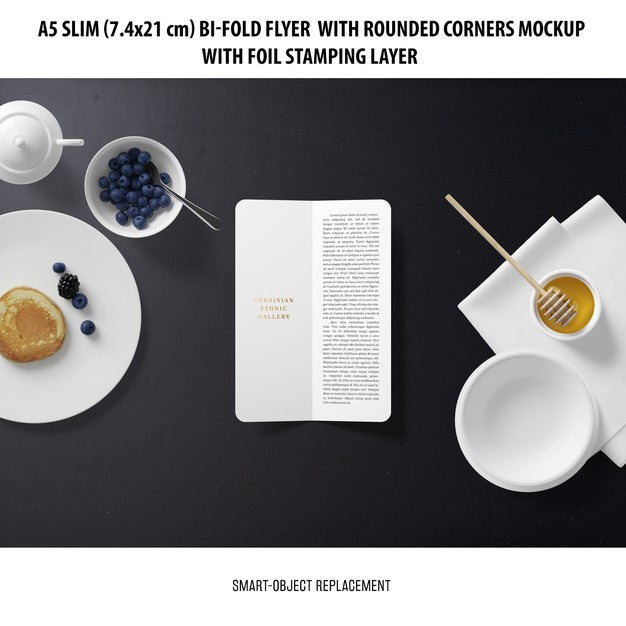 A5 Slim Bi-Fold Flyer Mockup Psd