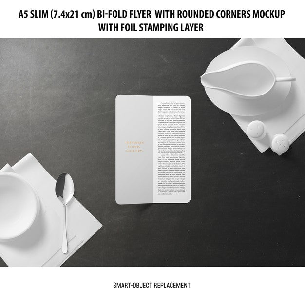 A5 Slim Bi-Fold Flyer Mockup Psd
