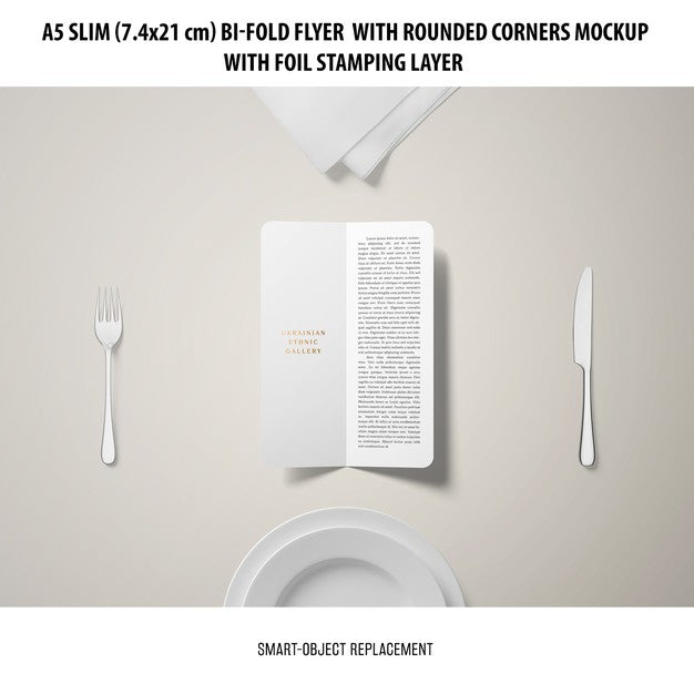 A5 Slim Bi-Fold Flyer Mockup Psd
