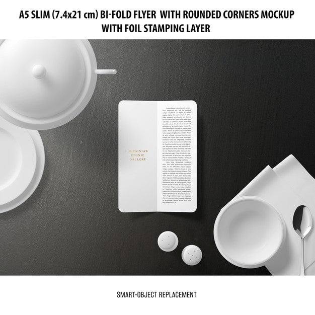 A5 Slim Bi-Fold Flyer Mockup Psd