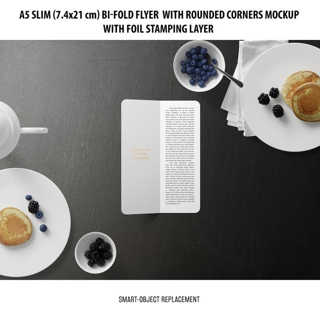 A5 Slim Bi-Fold Flyer Mockup Psd