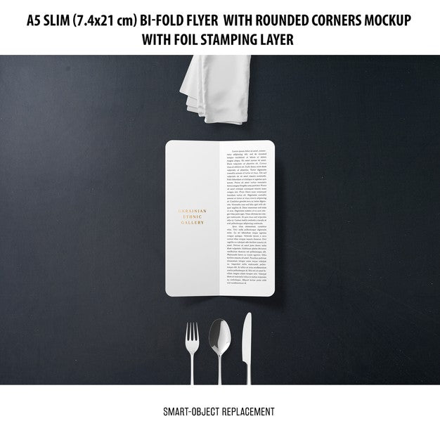 A5 Slim Bi-Fold Flyer Mockup Psd