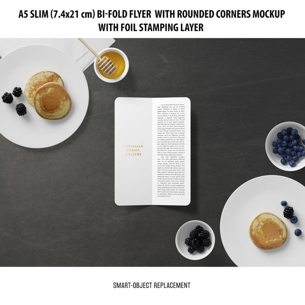 A5 Slim Bi-Fold Flyer Mockup Psd