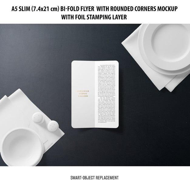 A5 Slim Bi-Fold Flyer Mockup Psd