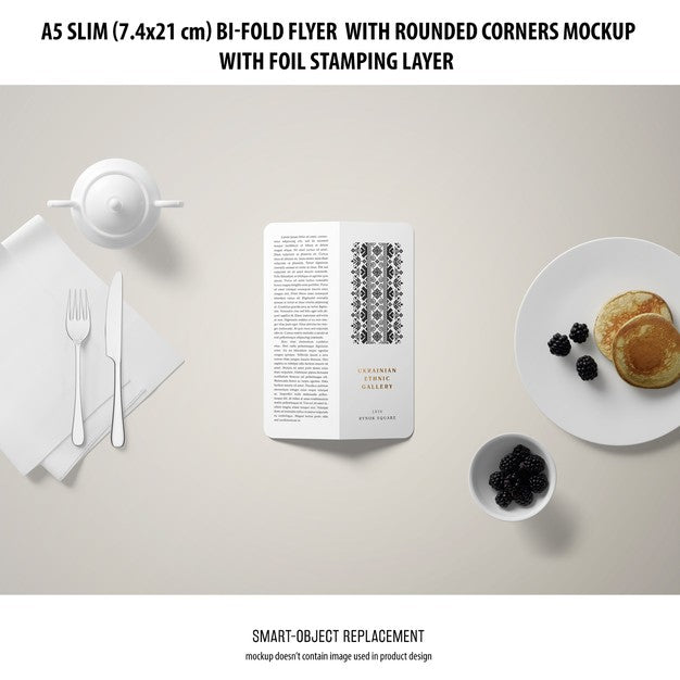 A5 Slim Bi-Fold Flyer Mockup Psd