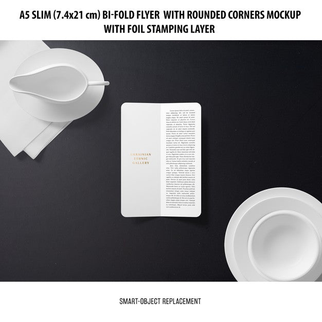 A5 Slim Bi-Fold Flyer Mockup Psd
