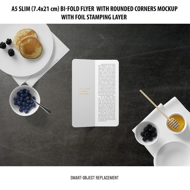 A5 Slim Bi-Fold Flyer Mockup Psd