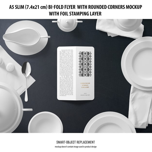 A5 Slim Bi-Fold Flyer Mockup Psd