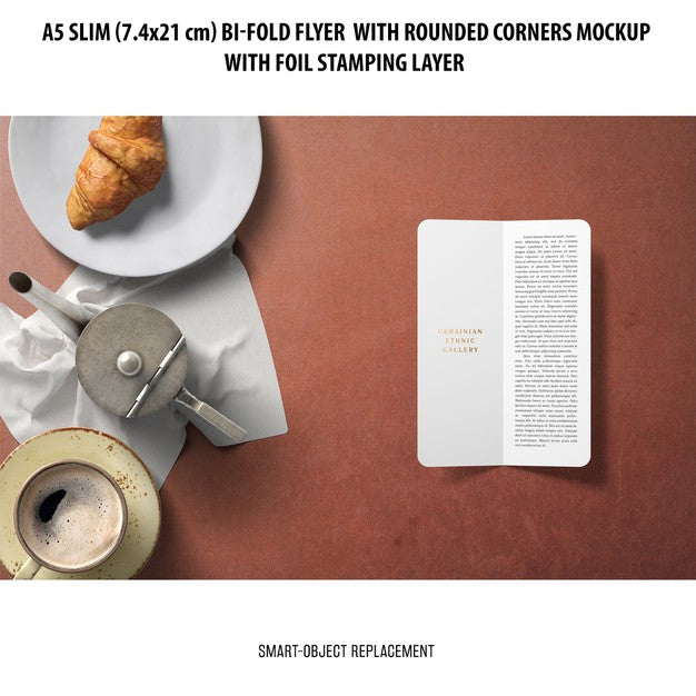 A5 Slim Bi-Fold Flyer Mockup Psd