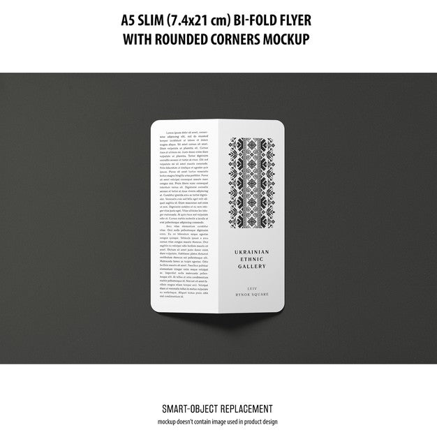 A5 Slim Bi-Fold Flyer Mockup Psd