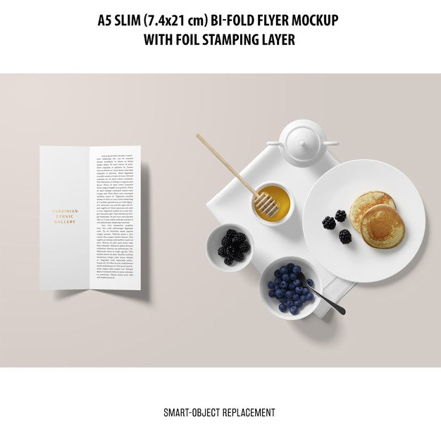 A5 Slim Bi-Fold Flyer Mockup Psd