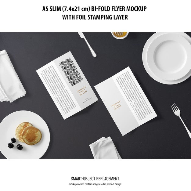A5 Slim Bi-Fold Flyer Mockup Psd