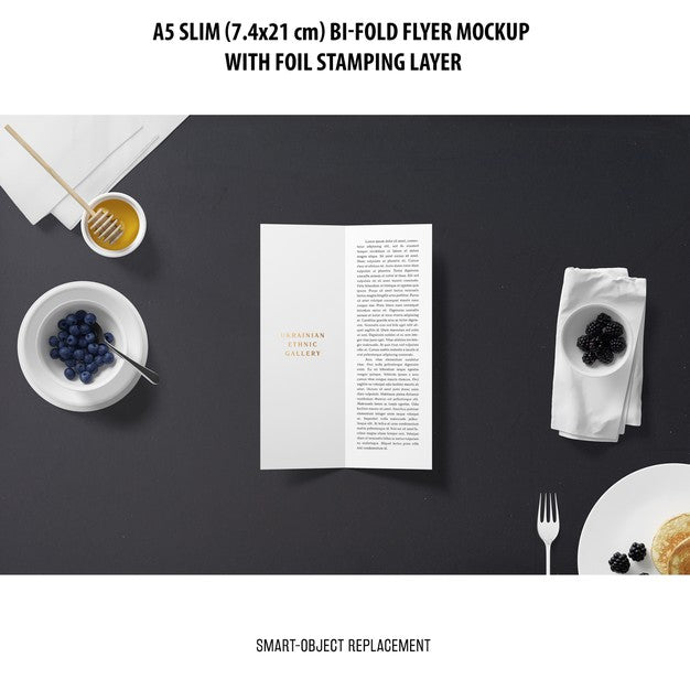 A5 Slim Bi-Fold Flyer Mockup Psd