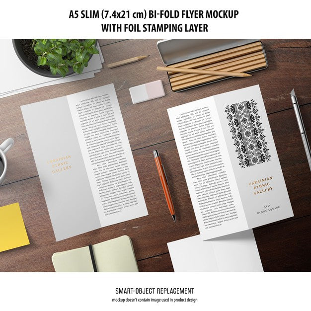 A5 Slim Bi-Fold Flyer Mockup Psd