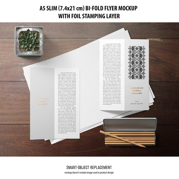 A5 Slim Bi-Fold Flyer Mockup Psd