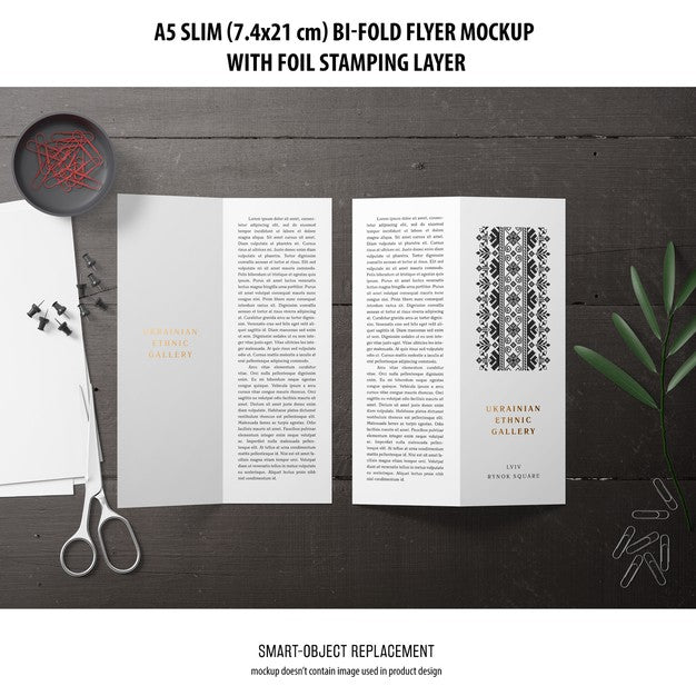 A5 Slim Bi-Fold Flyer Mockup Psd