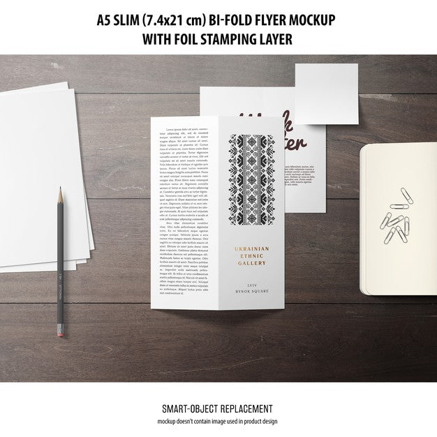 A5 Slim Bi-Fold Flyer Mockup Psd