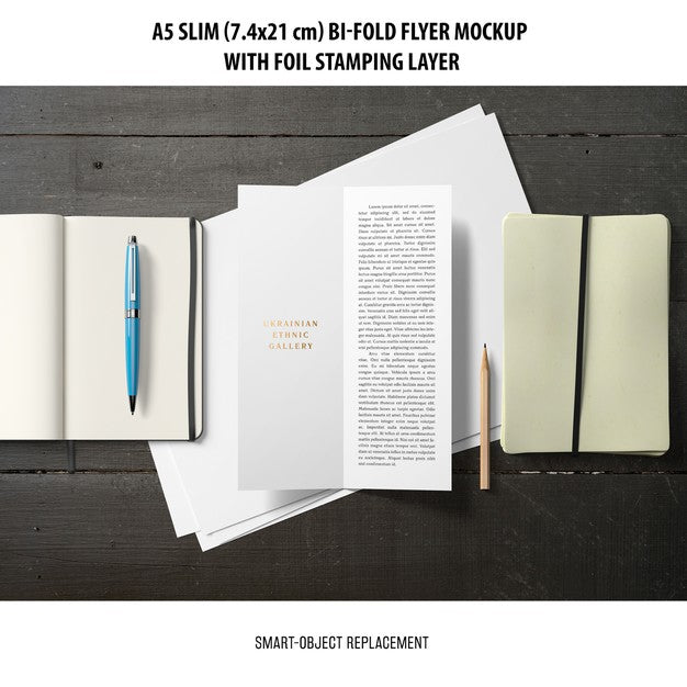 A5 Slim Bi-Fold Flyer Mockup Psd