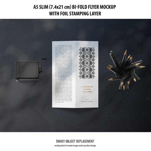 A5 Slim Bi-Fold Flyer Mockup Psd