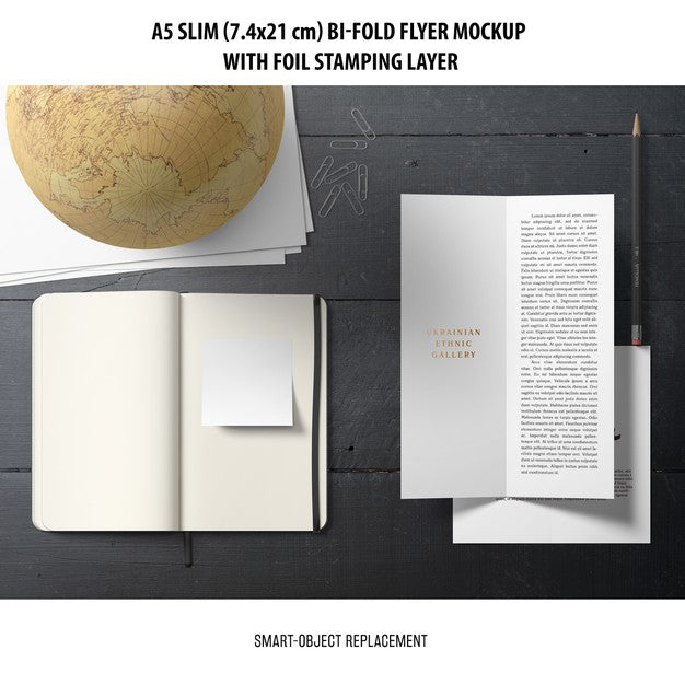 A5 Slim Bi-Fold Flyer Mockup Psd