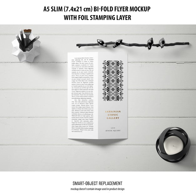 A5 Slim Bi-Fold Flyer Mockup Psd