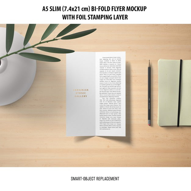 A5 Slim Bi-Fold Flyer Mockup Psd