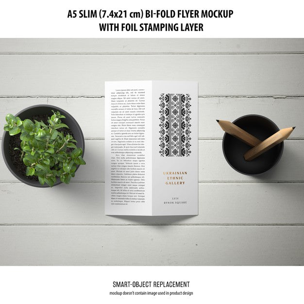 A5 Slim Bi-Fold Flyer Mockup Psd